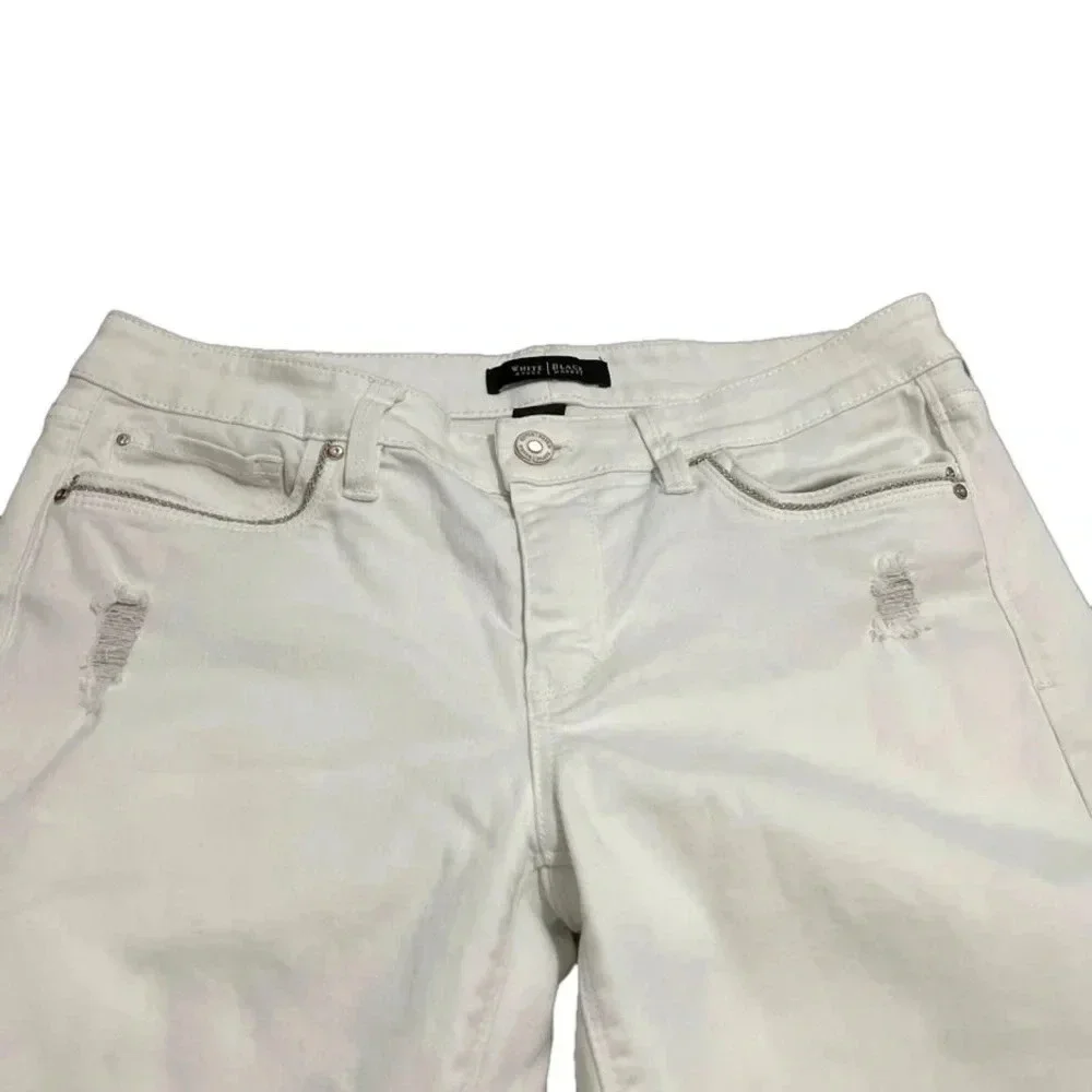 WHBM White Girlfriend Distressed Jean. Size 4.
